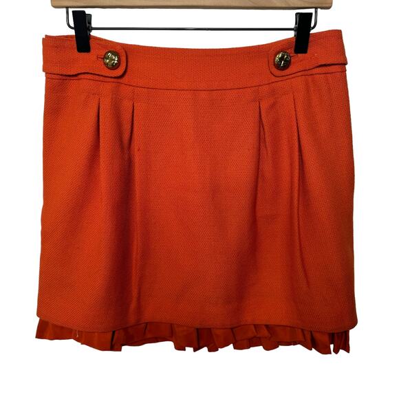 Juicy Couture Mini Skirt Wool With Peekaboo Silk Ruffled Lining Orange Womens 4 - Picture 1 of 7